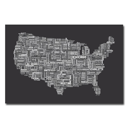 Michael Tompsett 'US Cities Text Map III' Canvas Art,30x47